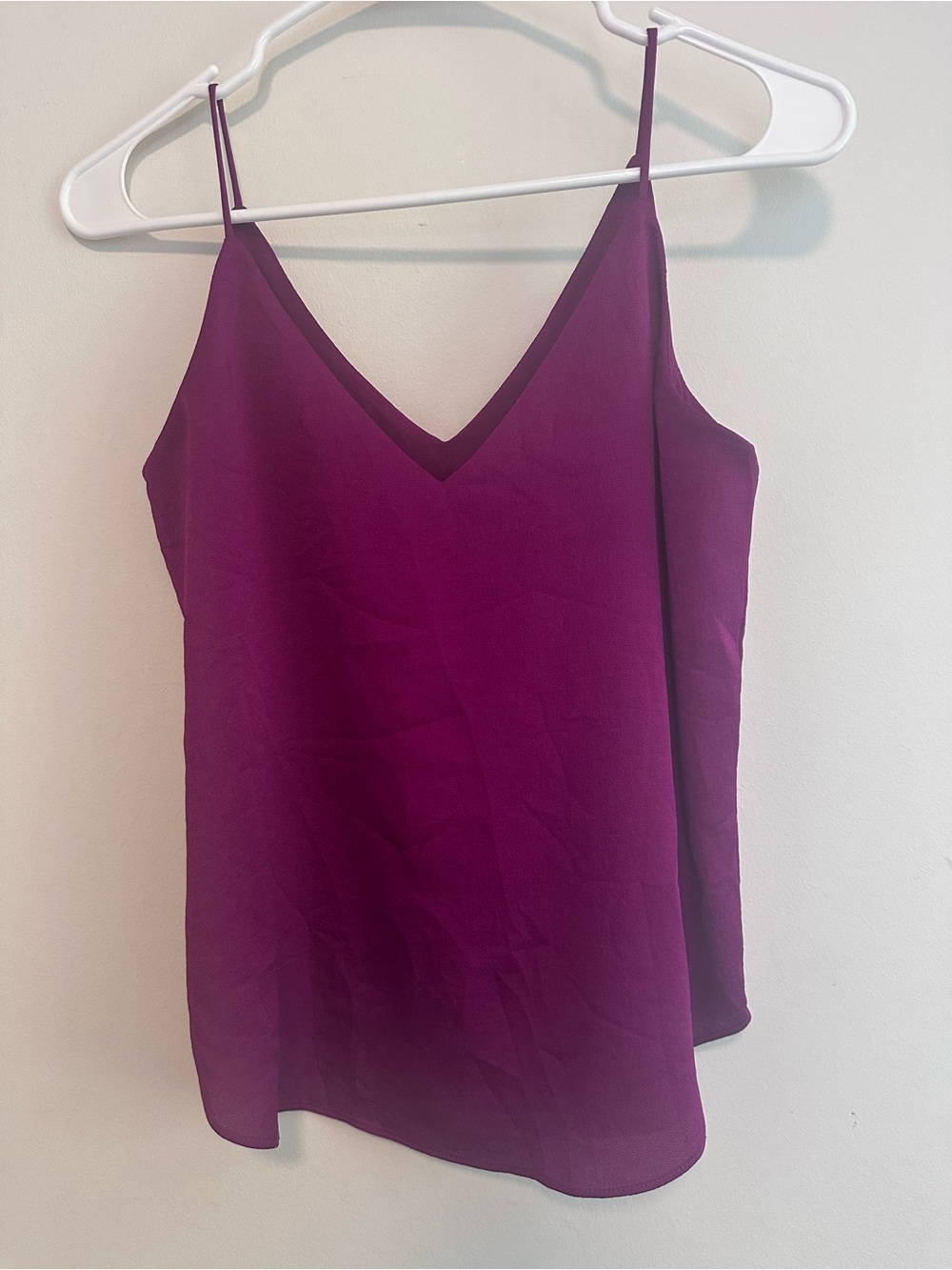 Express Plum/fuchsia, double V-Neck Spaghetti Strap tank, xs petite